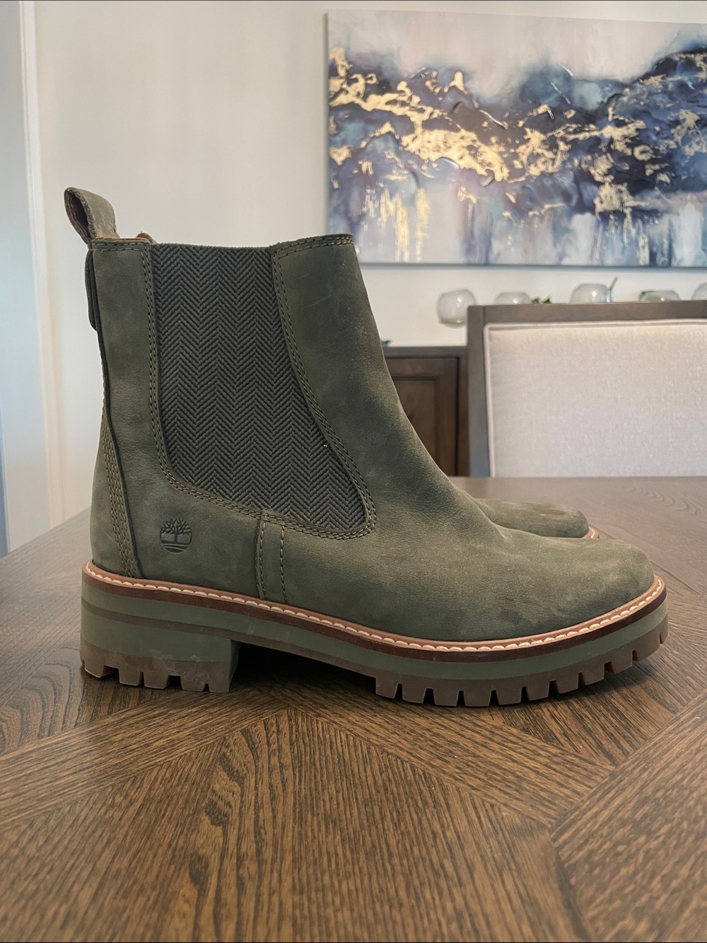 Timberland Olive Green Nubuck Chelsea Lug Boots